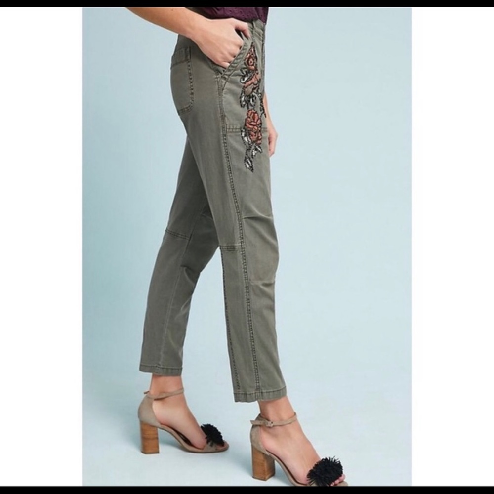 Anthropologie Wanderer embroidered utility pant